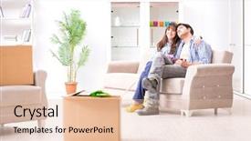  Presentation with apartment - PPT layouts consisting of dream house - young family moving background and a lemonade colored foreground