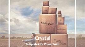  Presentation with boxes - Audience pleasing slide deck consisting of dream house - young man sitting backdrop and a coral colored foreground