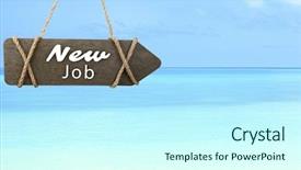  Presentation with job - Theme consisting of dream job concept wooden sign background and a cool aqua colored foreground