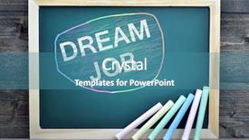  Presentation with chalk board - Beautiful PPT theme featuring dream job text on school board and chalk on wooden table backdrop and a teal colored foreground