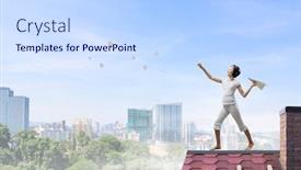  Presentation with dream - PPT theme consisting of dream-of-flying-on-airplane background and a sky blue colored foreground