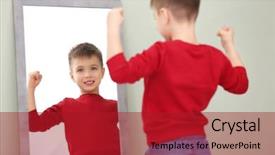  Presentation with mirror - Colorful presentation theme enhanced with dream perception - cute little boy posing backdrop and a crimson colored foreground