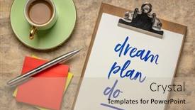  Presentation with improvement plan - Amazing theme having dream-plan-do-handwriting backdrop and a mint green colored foreground