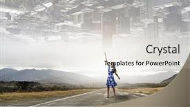  Presentation with mixed reality - Beautiful PPT layouts featuring dream reality - woman between two realities mixed backdrop and a white colored foreground