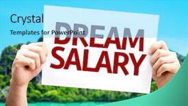  Presentation with compensation - Audience pleasing slides consisting of dream salary card backdrop and a  colored foreground
