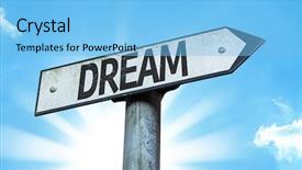  Presentation with dream sky - PPT theme consisting of dream sign with sky background background and a light blue colored foreground