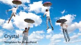  Presentation with dream sky - Presentation having dream team - behind flying four friends background and a light blue colored foreground