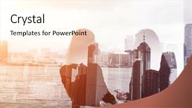  Presentation with far away - Presentation design having dream team - silhouette of two businesswomen stand background and a cream colored foreground