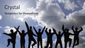  Presentation with professional development women success - PPT layouts with dream team - success businessteam on sky background and a light blue colored foreground