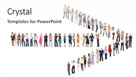  Presentation with team group - PPT theme featuring dream team - symbol arrow group background and a white colored foreground