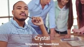  Presentation with creative thinking - PPT theme having dream team - young creative worker thinking background and a  colored foreground