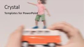  Presentation with dream - Cool new presentation theme with dream travel with flying car backdrop and a light gray colored foreground