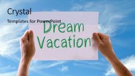 Presentation with dream catcher - PPT theme having dream vacation card with sky background and a light blue colored foreground