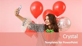  Presentation with balloons - Theme consisting of dream video - beautiful young woman wearing background and a coral colored foreground