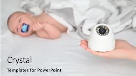  Presentation with nanny - Presentation design with dream video - nanny holding baby monitor background and a light gray colored foreground