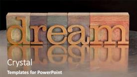  Presentation with silver abstract - PPT layouts with dream word abstract in vintage wood letterpress printing blocks with reflection in grunge silver surface background and a coral colored foreground