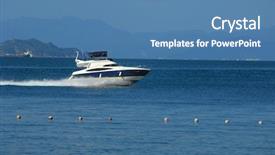  Presentation with yacht - Slides with dream yacht on the blue sea background and a teal colored foreground