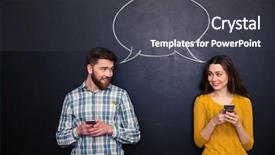  Presentation with smartphones - Slide set consisting of dreamboard - beautiful couple using smartphones background and a dark gray colored foreground