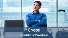  Presentation with airport lounge - Colorful slide set enhanced with dreamboard - man wairing to boarding backdrop and a ocean colored foreground