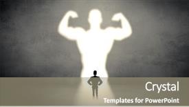  Presentation with standing strong - PPT theme featuring dreamer - businessman standing and dreaming background and a gray colored foreground