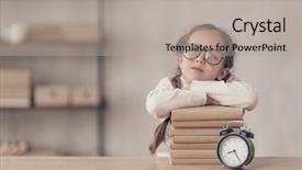  Presentation with pupil - PPT theme with dreaming little pupil with books background and a light gray colored foreground