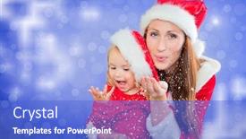  Presentation with white snow - Colorful theme enhanced with dreaming mother child snow white backdrop and a cobalt blue colored foreground