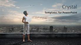  Presentation with pilot - Audience pleasing PPT theme consisting of dreaming to become a pilot mixed media backdrop and a light gray colored foreground