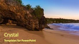  Presentation with dreamland - PPT theme having dreamland beach in bali indonesia background and a tawny brown colored foreground