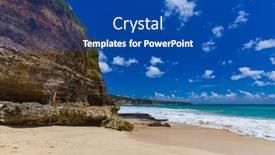  Presentation with dreamland - Audience pleasing theme consisting of dreamland-beach-in-bali-indonesia backdrop and a ocean colored foreground