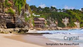  Presentation with dreamland - Slides having dreamland-beach-in-bali-indonesia background and a coral colored foreground