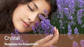  Presentation with lavender flowers - Slide deck with dreamlike - beautiful young woman portrait background and a red colored foreground