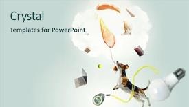  Presentation with dog - Colorful slide deck enhanced with dreamlike - funny dreaming dog mixed media backdrop and a soft green colored foreground