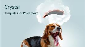  Presentation with funny - Beautiful PPT layouts featuring dreamlike - funny dreaming dog mixed media backdrop and a sky blue colored foreground
