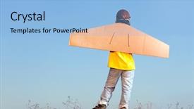  Presentation with dream sky - Cool new theme with dreamlike - happy boy with cardboard boxes backdrop and a light blue colored foreground