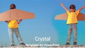  Presentation with dream sky - Slide set consisting of dreamlike - happy boys with cardboard boxes background and a light blue colored foreground