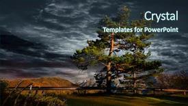  Presentation with mountain view - PPT theme having dreamlike - mountain landscape a magnificent view background and a tawny brown colored foreground