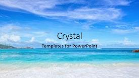  Presentation with doors to beach scene - Beautiful PPT theme featuring dreamlike - scenic seascape with white sand backdrop and a  colored foreground