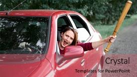  Presentation with worried young female college student - Amazing presentation theme having dreamlike - young female driver has stress backdrop and a coral colored foreground