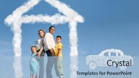  Presentation with child dream house - Colorful PPT theme enhanced with dreams about house and car backdrop and a light blue colored foreground