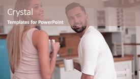  Presentation with dreams - Cool new theme with dreams of a young couple standing in their kitchen backdrop and a coral colored foreground