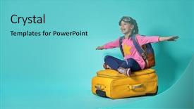  Presentation with dreams - Cool new PPT theme with dreams of travel child flying backdrop and a seafoam green colored foreground