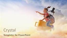 Presentation with dreams - Audience pleasing PPT theme consisting of dreams-of-travel-child-flying backdrop and a cream colored foreground