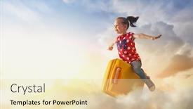  Presentation with dreams - Beautiful slide deck featuring dreams-of-travel-child-flying backdrop and a lemonade colored foreground