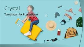  Presentation with dreams - Beautiful theme featuring dreams-of-travel-child-flying backdrop and a light blue colored foreground