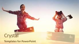  Presentation with mom - Cool new presentation theme with dreams of travel child girl backdrop and a cream colored foreground