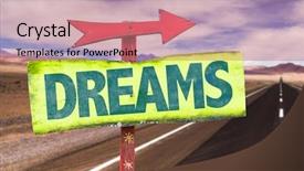  Presentation with dreams - Presentation enhanced with dreams sign with road background background and a coral colored foreground