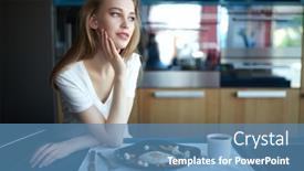  Presentation with kitchen furniture - Colorful slides enhanced with dreamy-cute-blonde-girl-having backdrop and a teal colored foreground