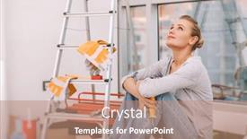  Presentation with paint roller - Slide deck consisting of dreamy-girl-sits background and a coral colored foreground