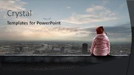  Presentation with alone - Presentation theme with dreamy-little-girl-sitting-alone background and a light gray colored foreground