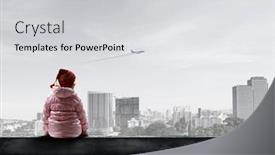  Presentation with alone - Presentation design having dreamy-little-girl-sitting-alone background and a light gray colored foreground